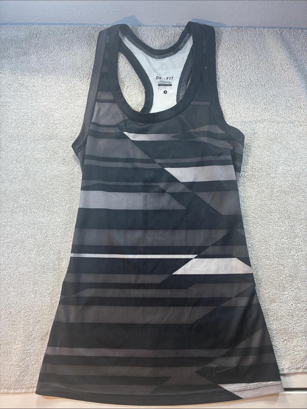 Nike Black and Gray Striped Racerback Tank
